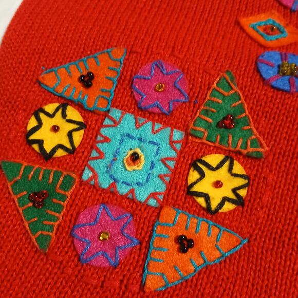 VTG Elements Exclusively Spiegel Women's Med Felted Cardigan Red Long-Sleeved - Picture 4 of 16